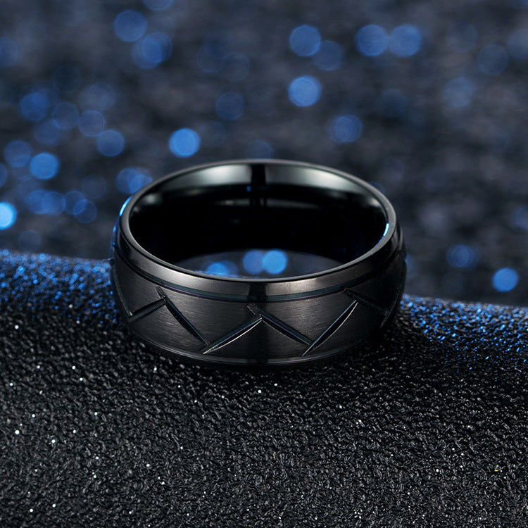 E-commerce Source Titanium Steel Men's Black Brushed Ring