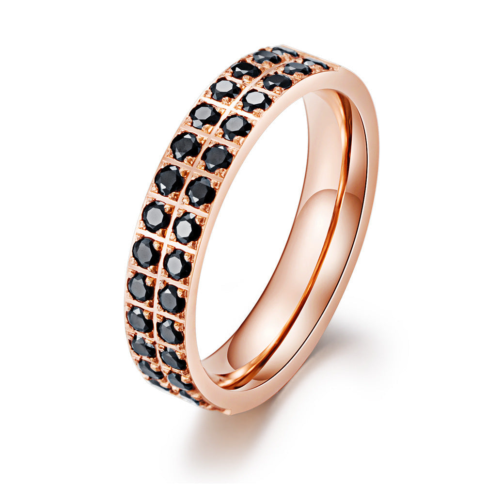 Black Zircon Unisex Couple Ring – Pavé Zircon