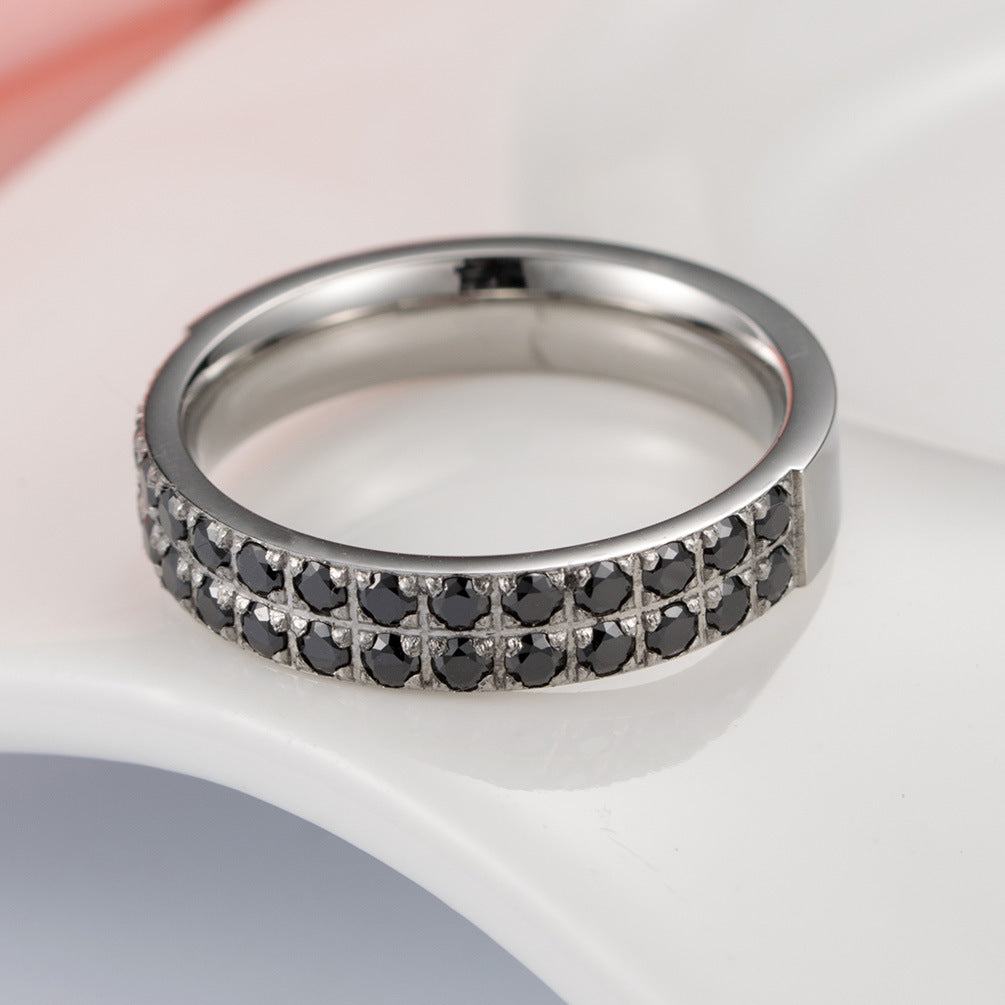 Black Zircon Unisex Couple Ring – Pavé Zircon
