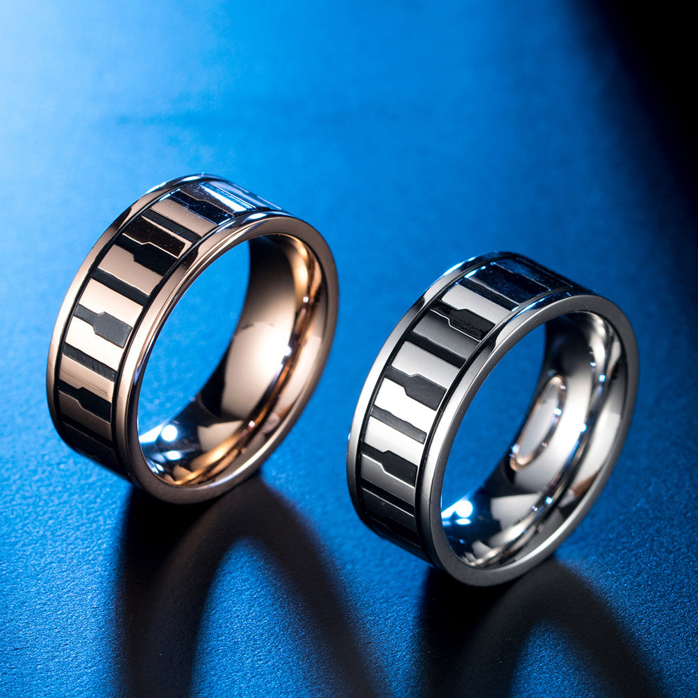 Rose Gold Piano Keyboard Stainless Steel Ring