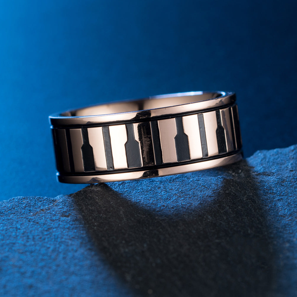 Rose Gold Piano Keyboard Stainless Steel Ring