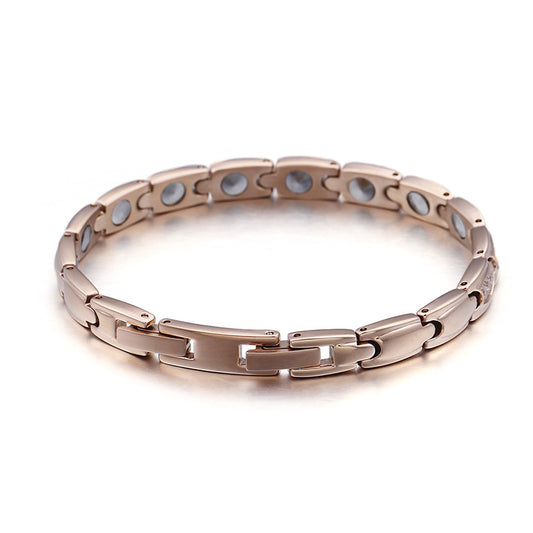 Trendy Multi-Color Stainless Steel Couple Bracelets with Stones for Fashionable Men and Women in Japan and South Korea