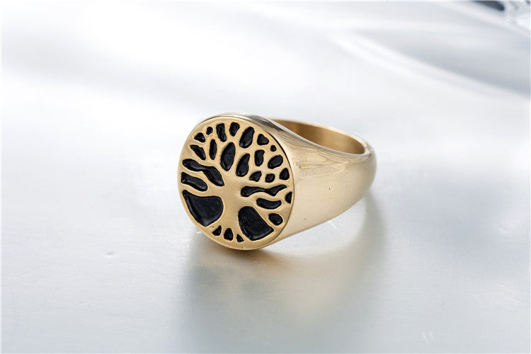 Hope Tree Ring: European and American Vintage Titanium Steel Jewelry