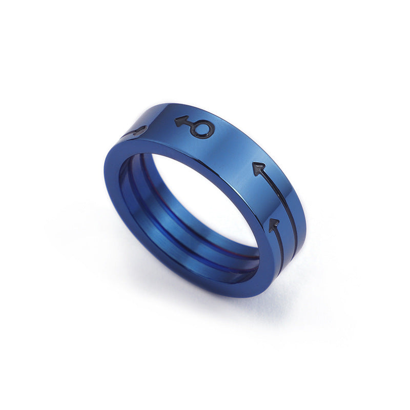 Classic Blue Titanium Steel Ring, Couple Style, Stainless Steel Ring,