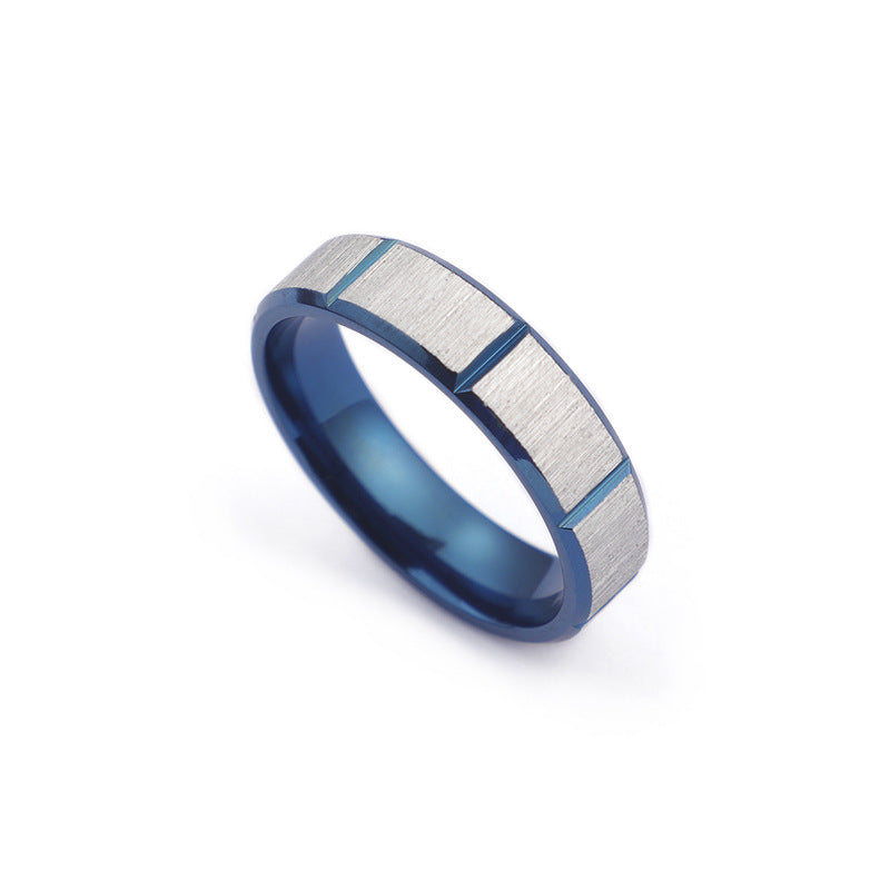 Popular Stainless Steel Couple Ring In Europe And America, Classic Blue Groove Couple