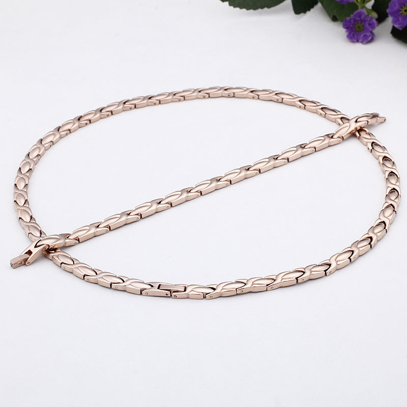 Korean-Inspired Elegant Men's Bracelet and Magnet Necklace in Rose Gold