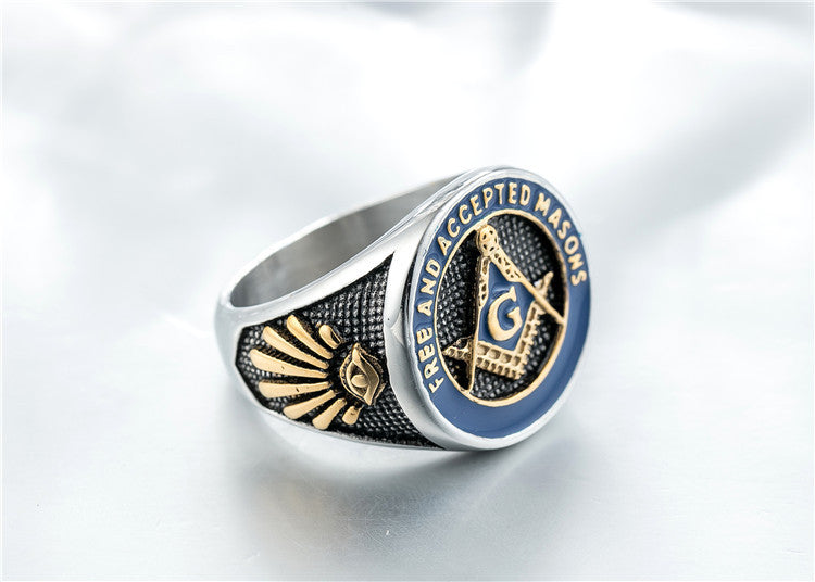Premium Freemason Ring Titanium Steel Unisex Masonic Logo For Men Durable Protection Planderful