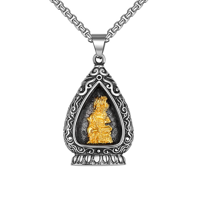 Steel Necklace - Elegant Buddhist Pendant Gift For Boyfriend
