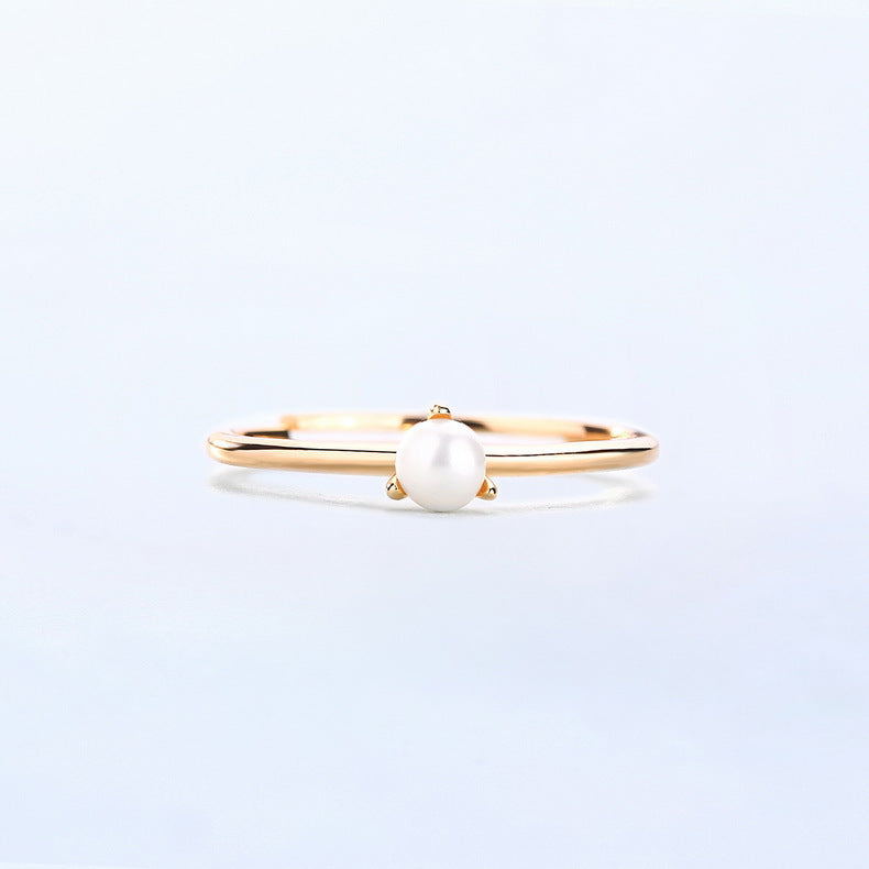 Natural Freshwater Pearl Slim Opening Sterling Silver Ring