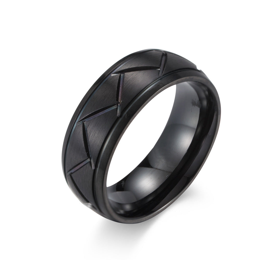 E-commerce Source Titanium Steel Men's Black Brushed Ring
