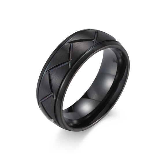 E-commerce Source Titanium Steel Men's Black Brushed Ring