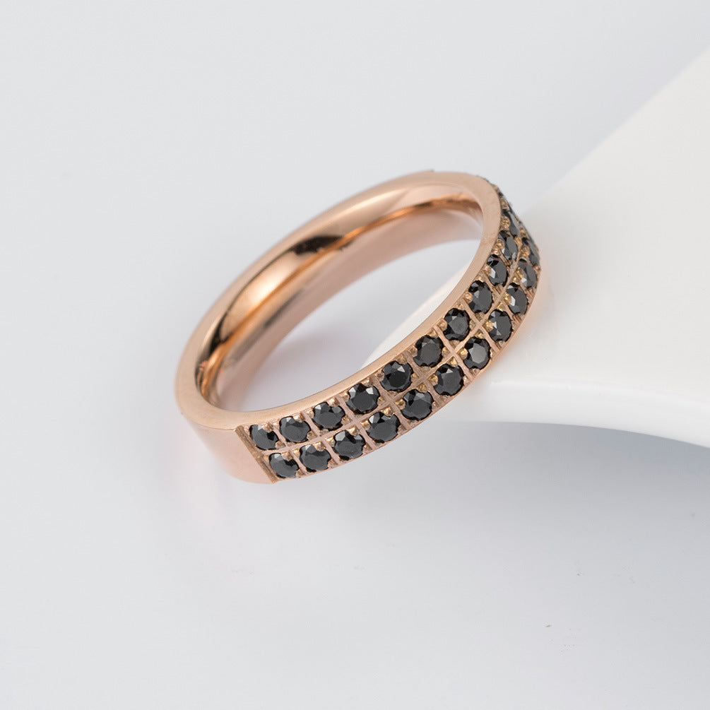 Black Zircon Unisex Couple Ring – Pavé Zircon