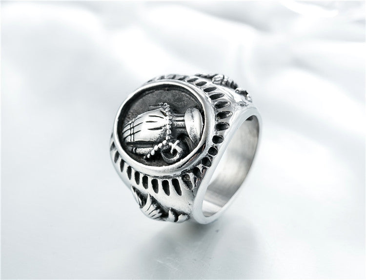 Retro Peace Dove Men's Titanium Steel Ring for Wholesale