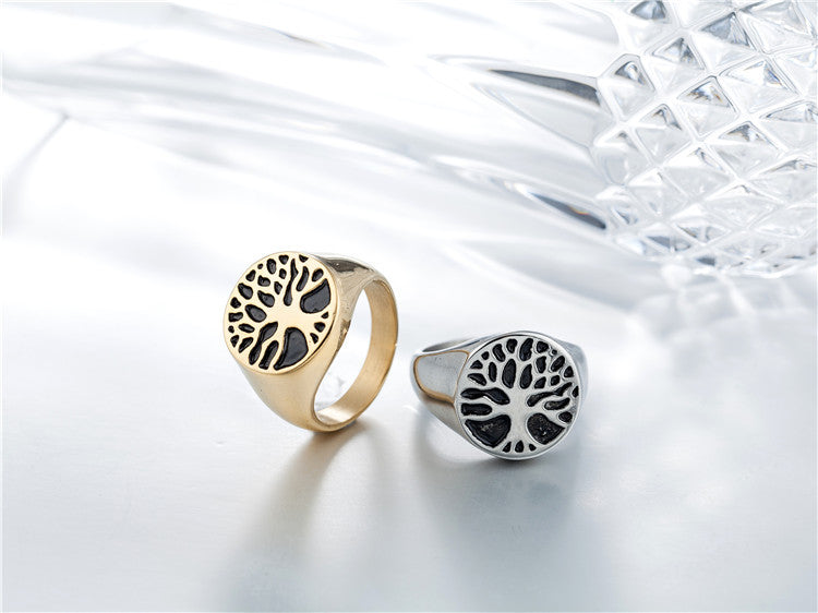 Hope Tree Ring: European and American Vintage Titanium Steel Jewelry