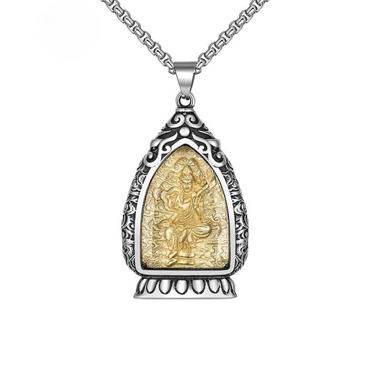 Steel Necklace – Vintage Men’s Natal Amulet With Eight Patron Saints Of The Zodiac