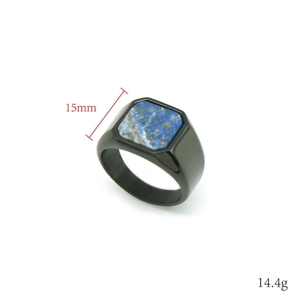 Planderful Everyday Genie Titanium Steel Black Ring With Natural Stone For Men And Unisex Statement Jewelry