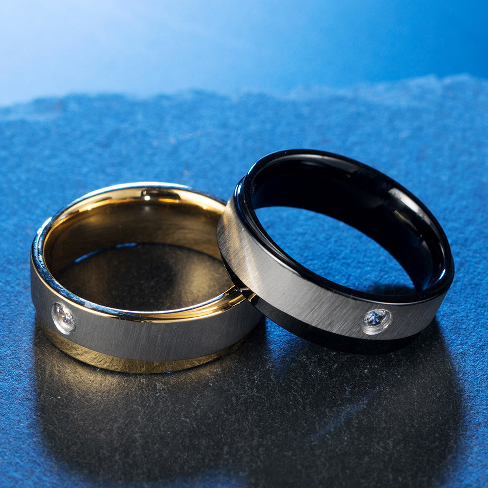 Brushed Single- Zircon Men's Ring – Zircon Men's