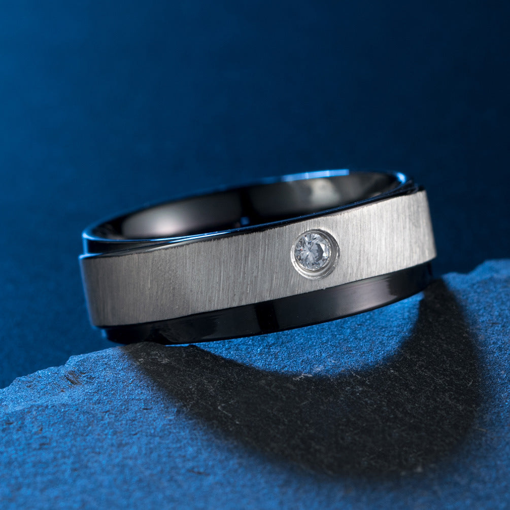 Brushed Single- Zircon Men's Ring – Zircon Men's