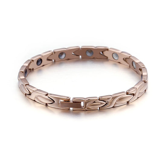 Korean-Inspired Elegant Men's Bracelet and Magnet Necklace in Rose Gold