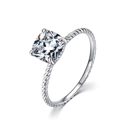 Twist Silver Zircon Ring - Japanese and Korean Style Summer Jewelry