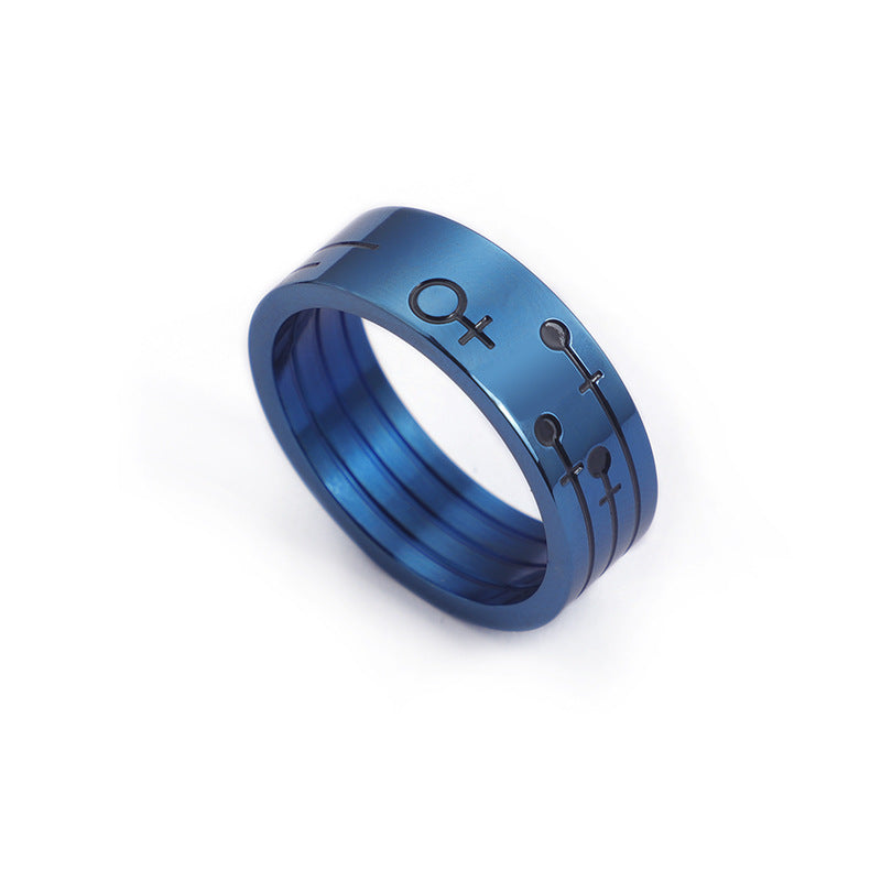 Classic Blue Titanium Steel Ring, Couple Style, Stainless Steel Ring,