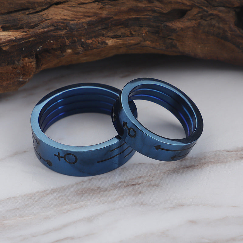 Classic Blue Titanium Steel Ring, Couple Style, Stainless Steel Ring,