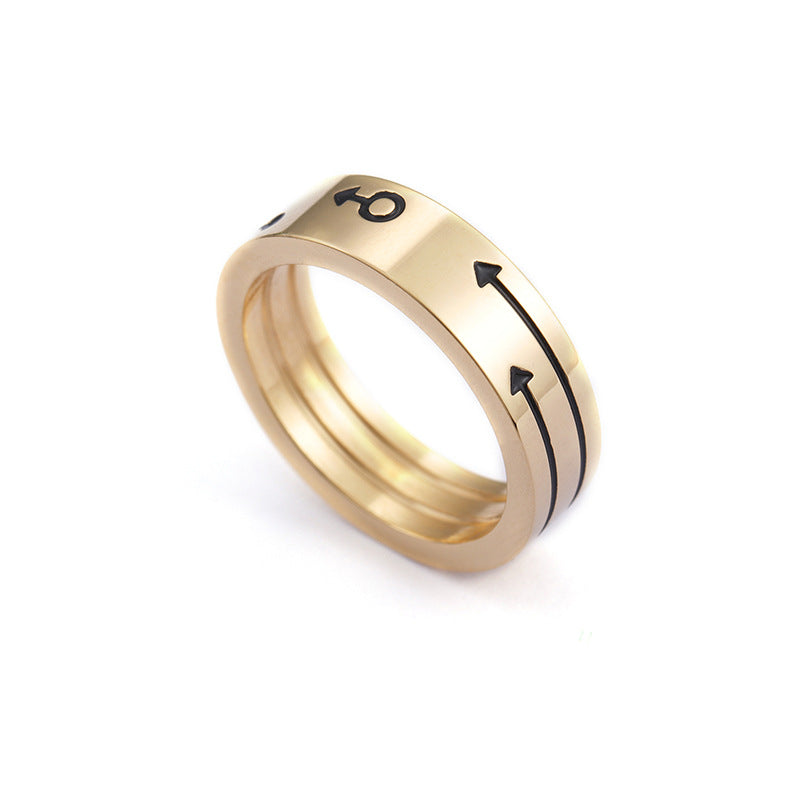Titanium Steel Couples Ring with Male and Female Symbols - Perfect Valentine's Day Gift for Him and Her