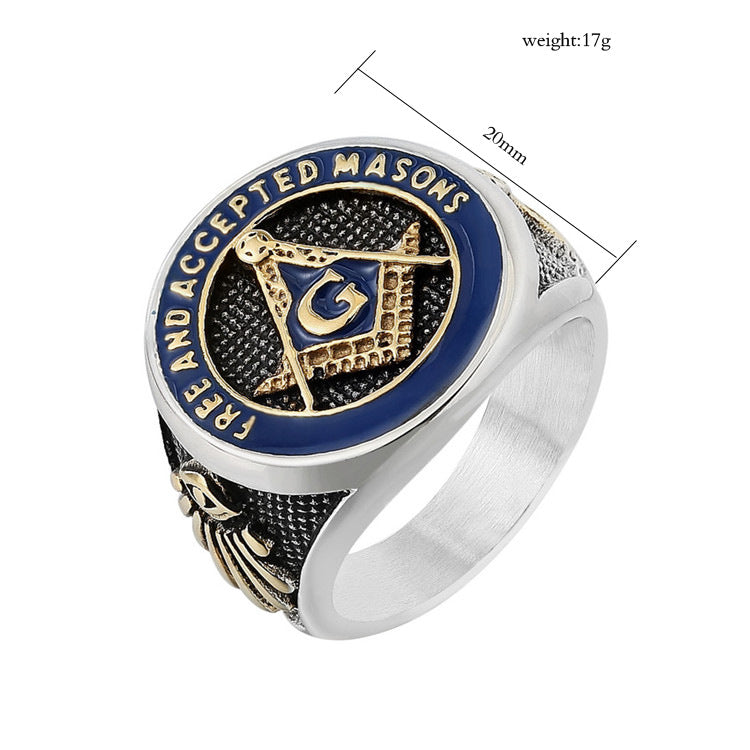 Premium Freemason Ring Titanium Steel Unisex Masonic Logo For Men Durable Protection Planderful