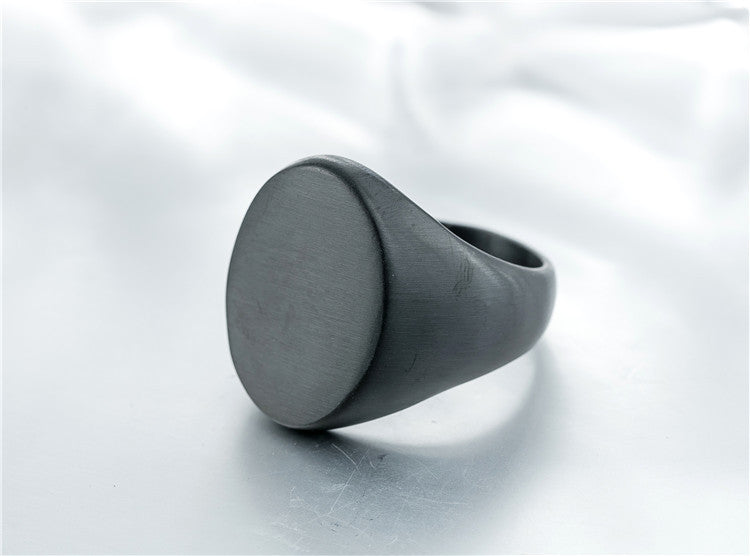 Simple Oval Titanium Steel Men's Ring
