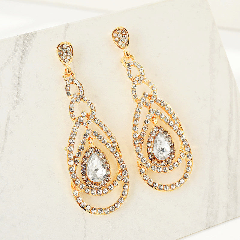 Vienna Verve Crystal Drop Earrings - Metal with Sparkling Gems