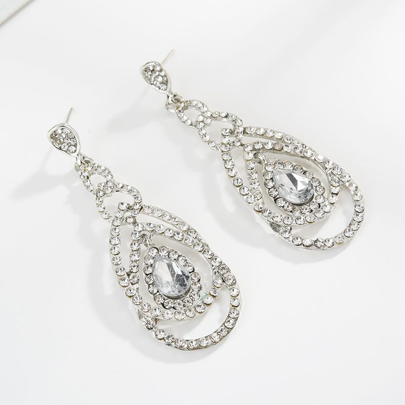 Vienna Verve Crystal Drop Earrings - Metal with Sparkling Gems