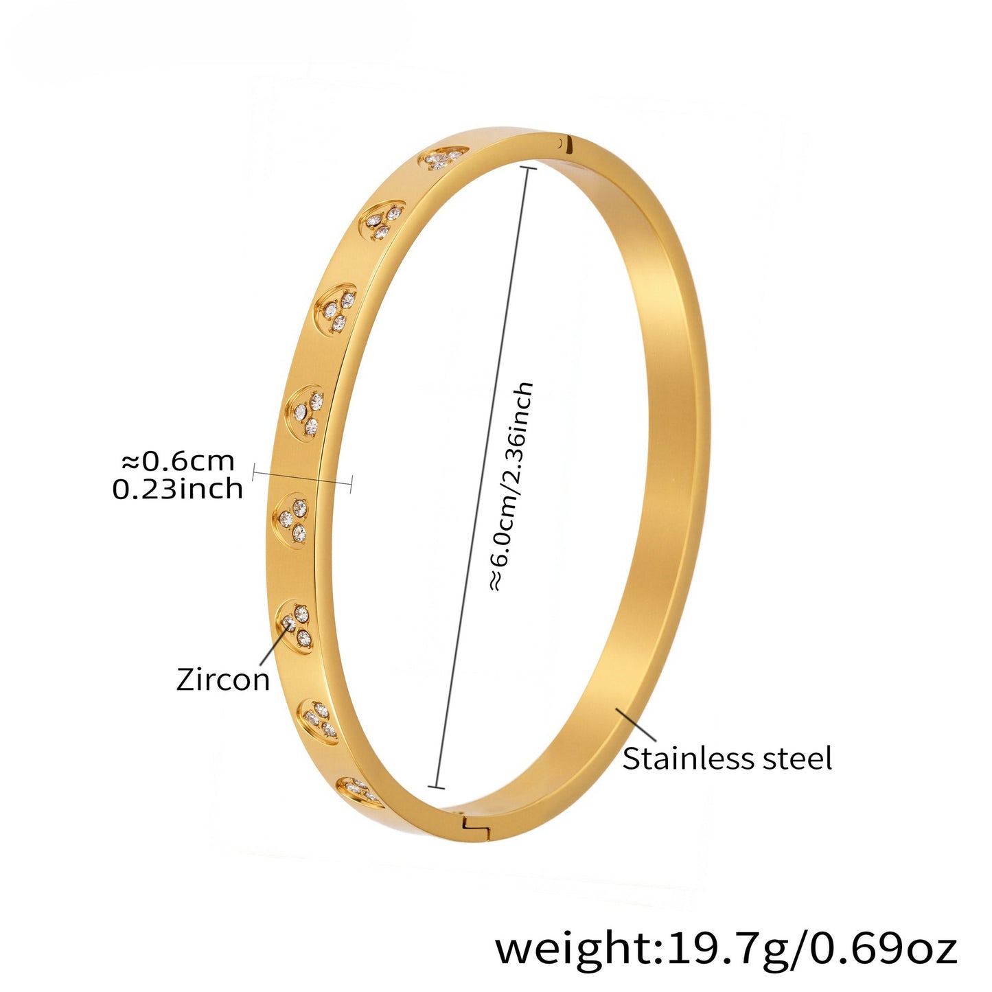 Planderful Women Stainless Steel Geometric Zircon Bracelet