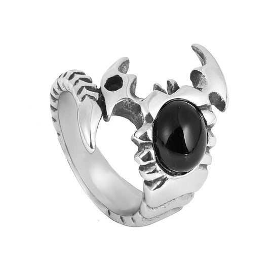 Trendy Titanium Steel Scorpio Ring for Men with Gemstone Accents