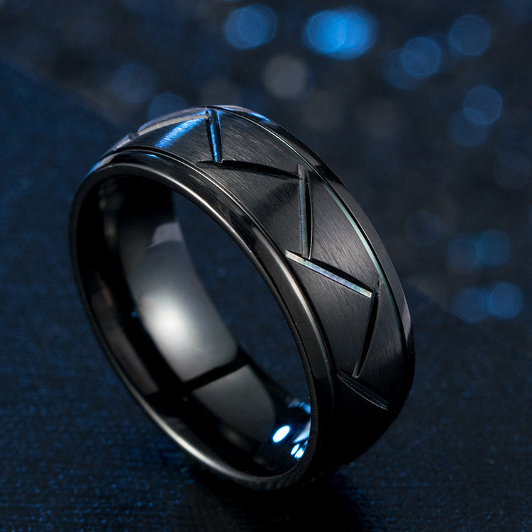 E-commerce Source Titanium Steel Men's Black Brushed Ring