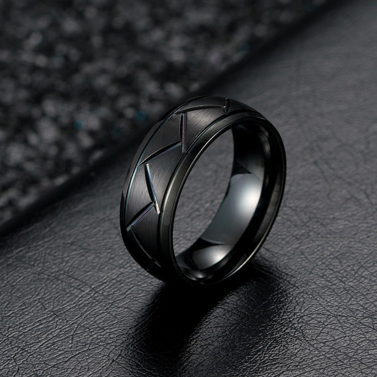 E-commerce Source Titanium Steel Men's Black Brushed Ring