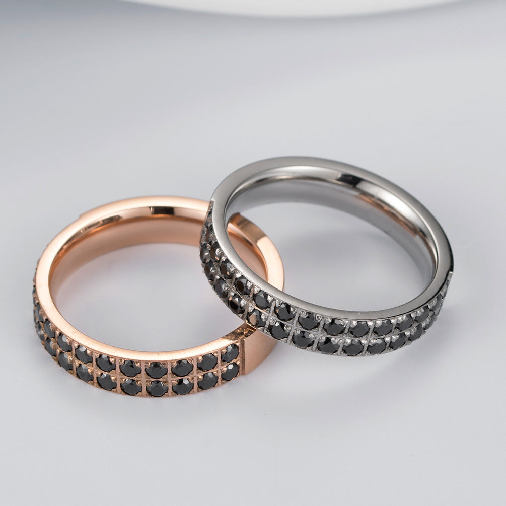 Black Zircon Unisex Couple Ring – Pavé Zircon