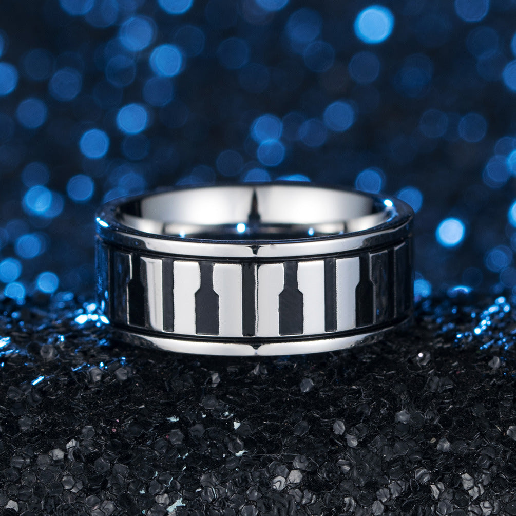 Rose Gold Piano Keyboard Stainless Steel Ring