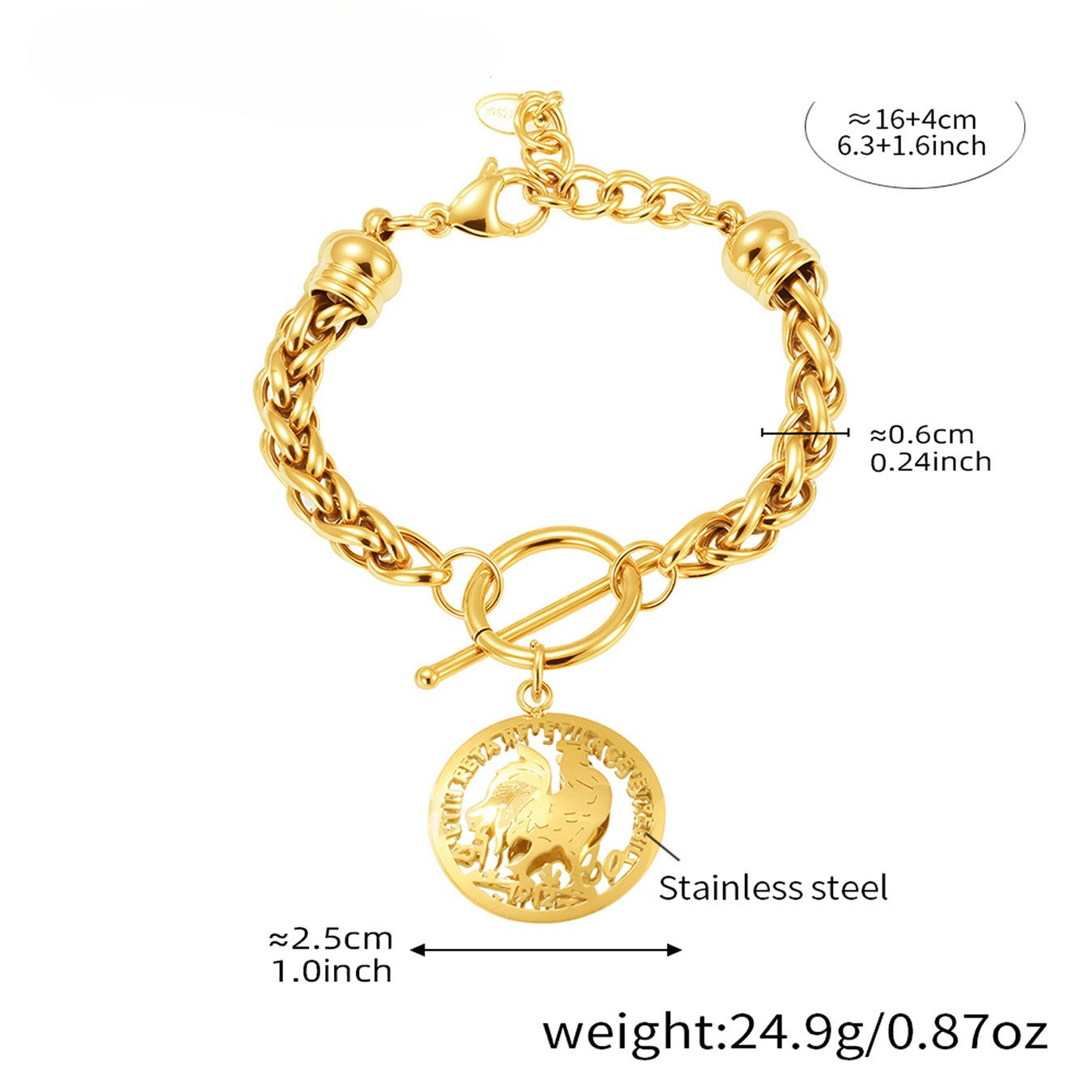 Planderful OT Buckle Bracelet 18K Gold Plated Steel Hip Hop