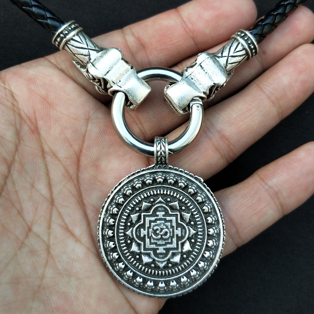 Norse Legacy Metal Pendant Necklace - Datura Geometric Amulet Religious Jewelry