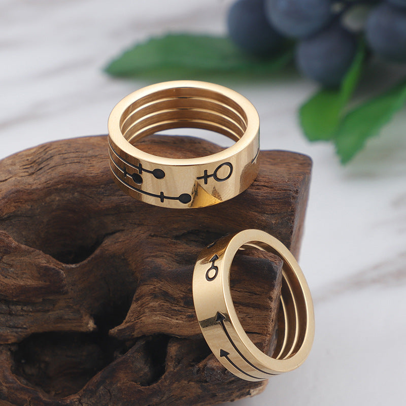 Titanium Steel Couples Ring with Male and Female Symbols - Perfect Valentine's Day Gift for Him and Her