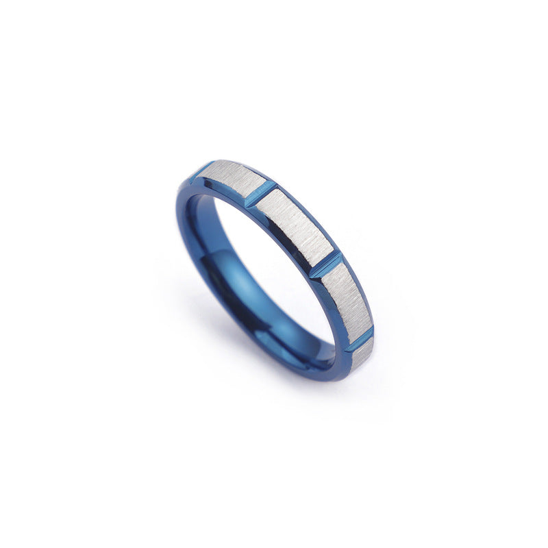 Popular Stainless Steel Couple Ring In Europe And America, Classic Blue Groove Couple