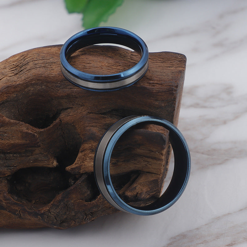 Classic Blue Couple Ring, Hot-Selling Titanium Steel Ring In Supply