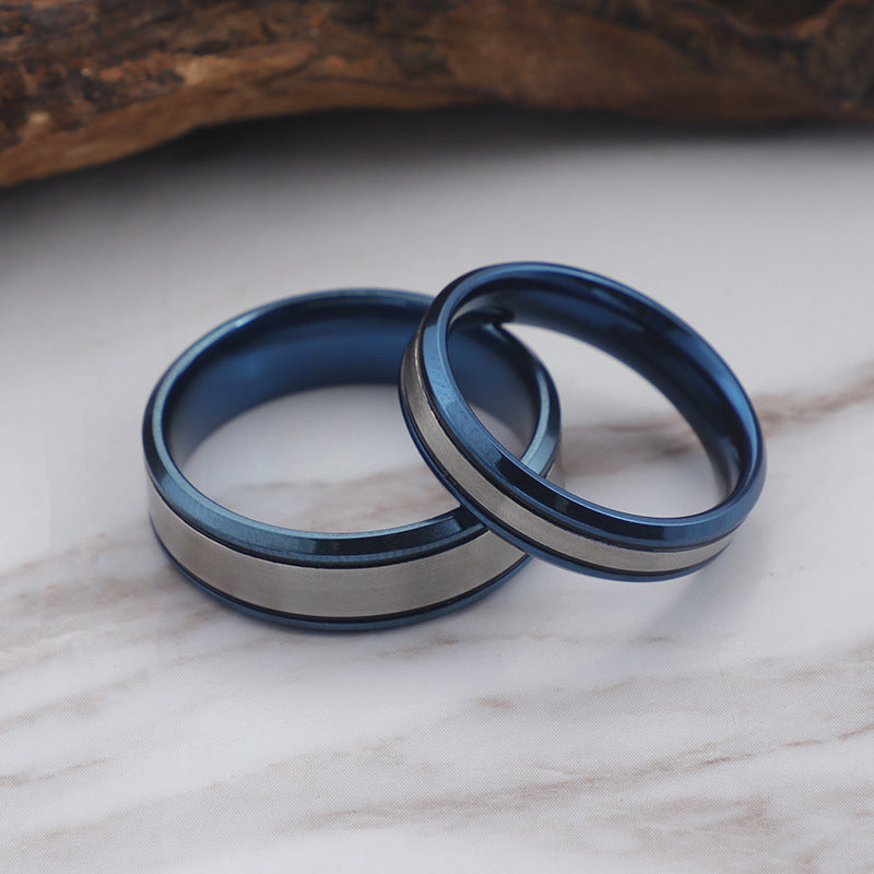 Classic Blue Couple Ring, Hot-Selling Titanium Steel Ring In Supply