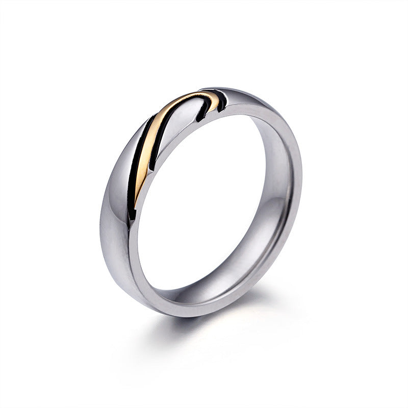 Heart-Shaped Puzzle Titanium Steel Couple Ring, Valentine's Day Gift.