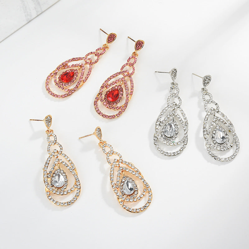 Vienna Verve Crystal Drop Earrings - Metal with Sparkling Gems