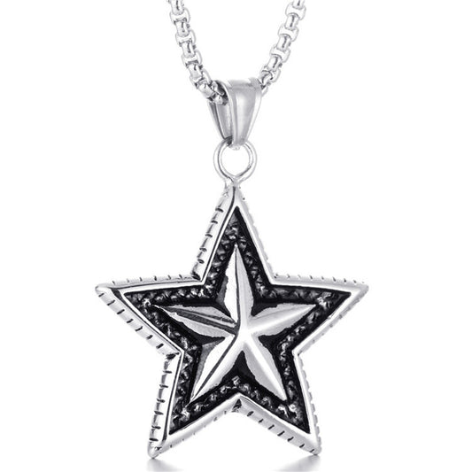 Personalized Punk Titanium Steel Star Pendant Necklace for Men - Retro Trendy European and American Style