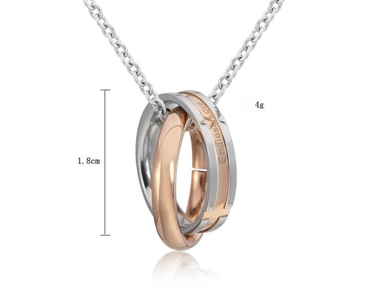 Planderful Cross Ring Necklace For Couples Unisex Titanium Steel Pendant With Protection Statement