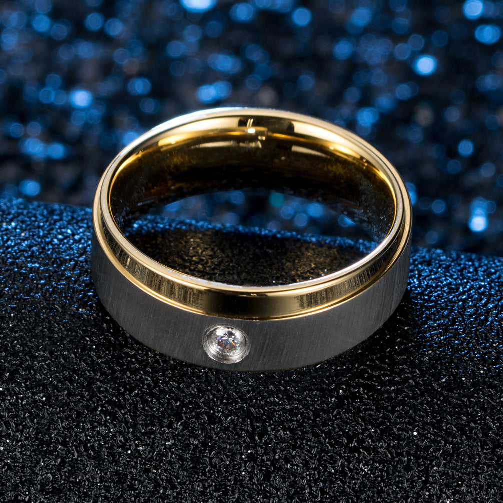 Brushed Single- Zircon Men's Ring – Zircon Men's