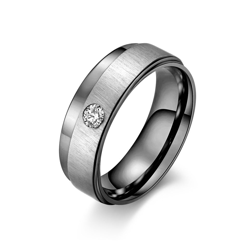 Brushed Single- Zircon Men's Ring – Zircon Men's