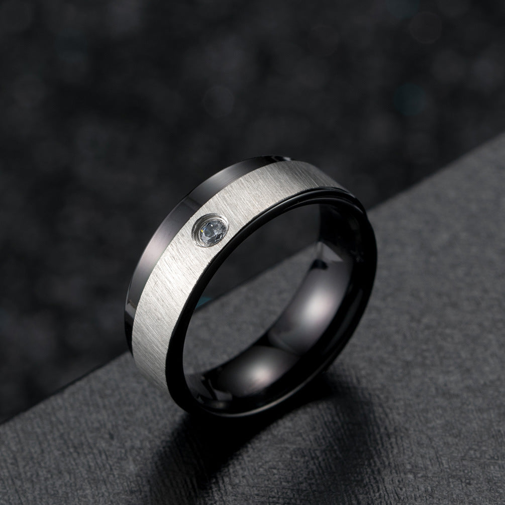 Brushed Single- Zircon Men's Ring – Zircon Men's